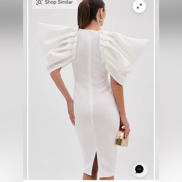 AKIRA White Ruffled Long Sleeve Dress - Picture 3 of 3